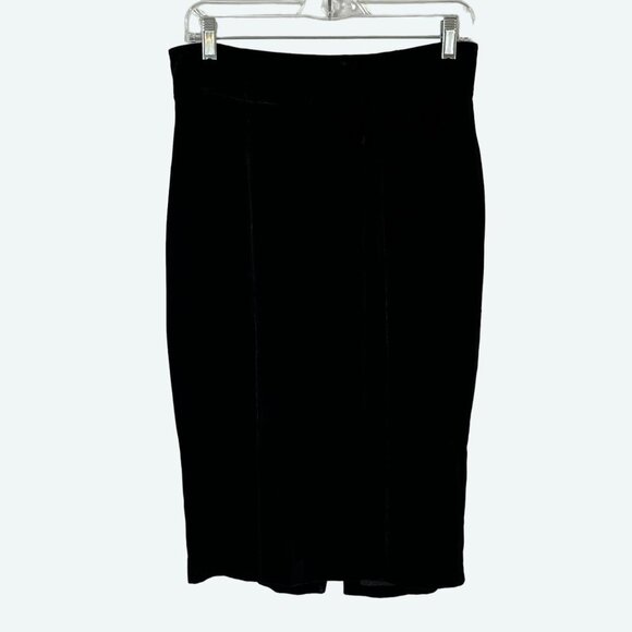 Charles Nolan Vintage Black Silk Blend Velvet Knee Length Skirt Size 10 NWT